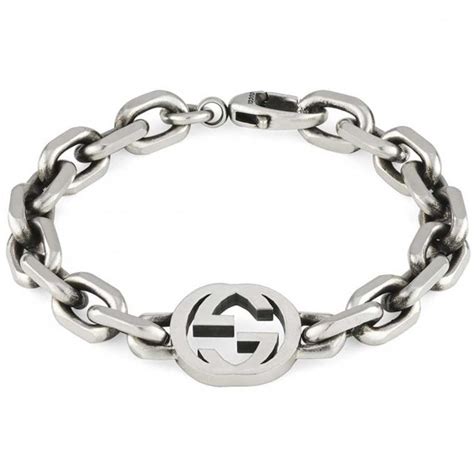 gucci interlocking g silver bracelet|gucci sterling silver charm bracelet.